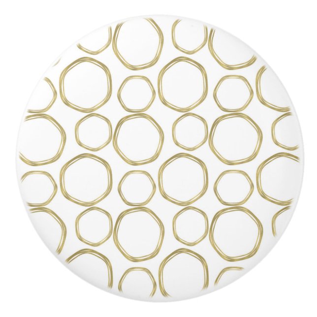 Modet guld Circles & Chic White Modern Trendig Knopp (Framsidan)