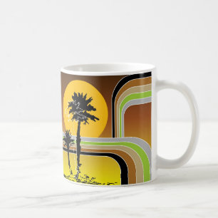 Modet handflatan Träd Tropical Retro Beach Sunset Kaffemugg
