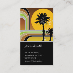 Modet handflatan Träd Tropical Retro Beach Sunset Visitkort