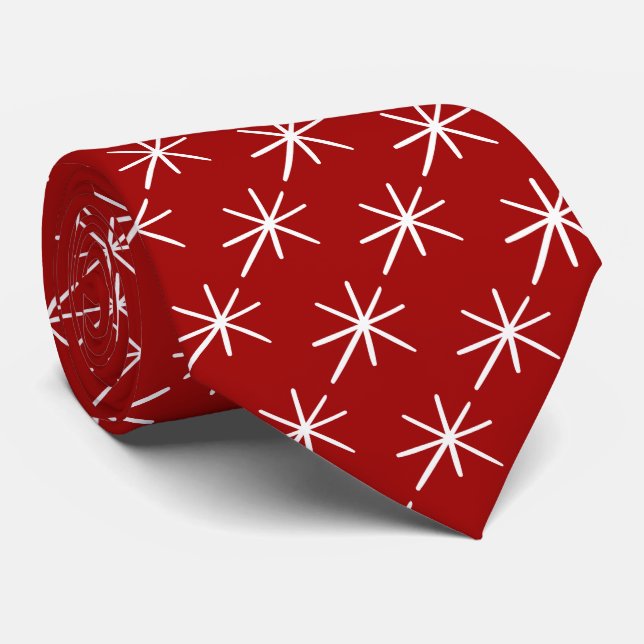 Modet MidCentury Red Snöflingor Slips (Rullad)