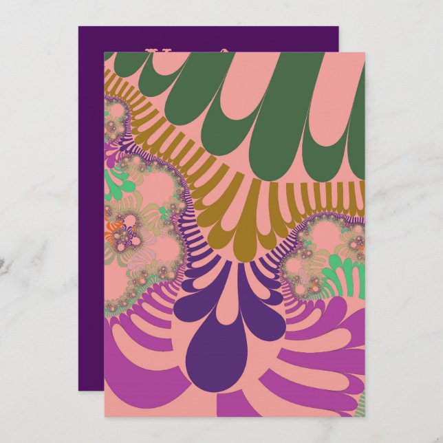 Modet Peach Rainbow Inbjudningar (Fram/baksida)