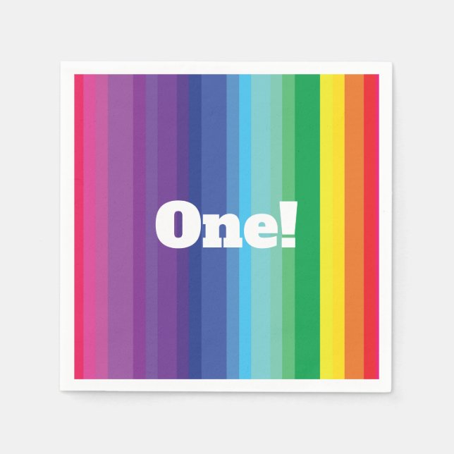 Modet Regnbåge färgämne 1:a födelsedagen Party Pappersservett (Framsidan)