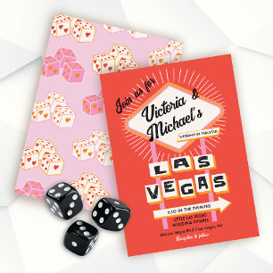 Modet Retro för Las Vegas Bröllop-signatur Inbjudningar