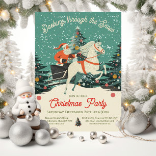 Modet Retro Santa's Sleigh rider jul Party Inbjudningar