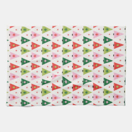 Modet Röd och Grönt jul i mitten av århundradet Kökshandduk