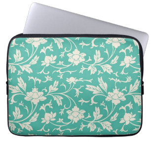 Modet sätta en klocka på turkos blommar den blom laptop sleeve