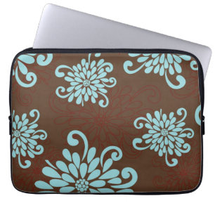 Modet sätta en klocka på turkos blommar den blom laptop sleeve