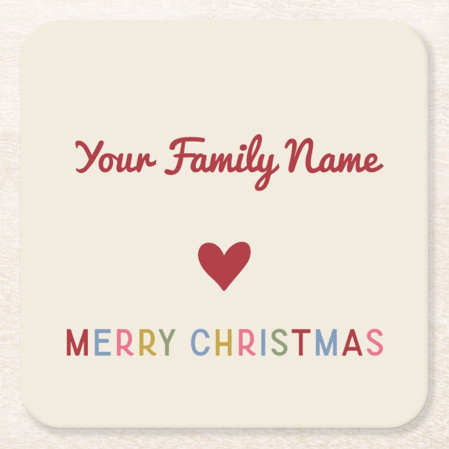 Modet Typography Heart för Anpassade-familjen Underlägg Papper Kvadrat (Framsidan)