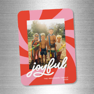 Modet Vågigt Retro Groovy-Helgdag Julrött Rosa Magnet