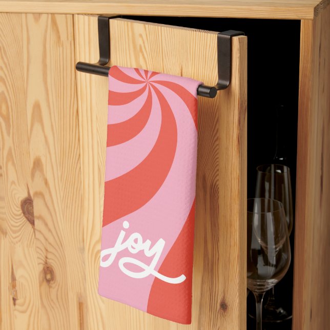 Modet Vågigt Retro-Rosa-Helgdag för julgodis Kökshandduk (Thirds Fold)