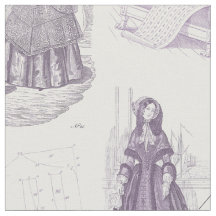 ModeToile för vintage franska lilor och vit