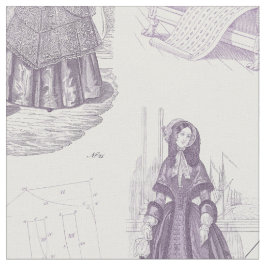 ModeToile för vintage franska lilor och vit Tyg