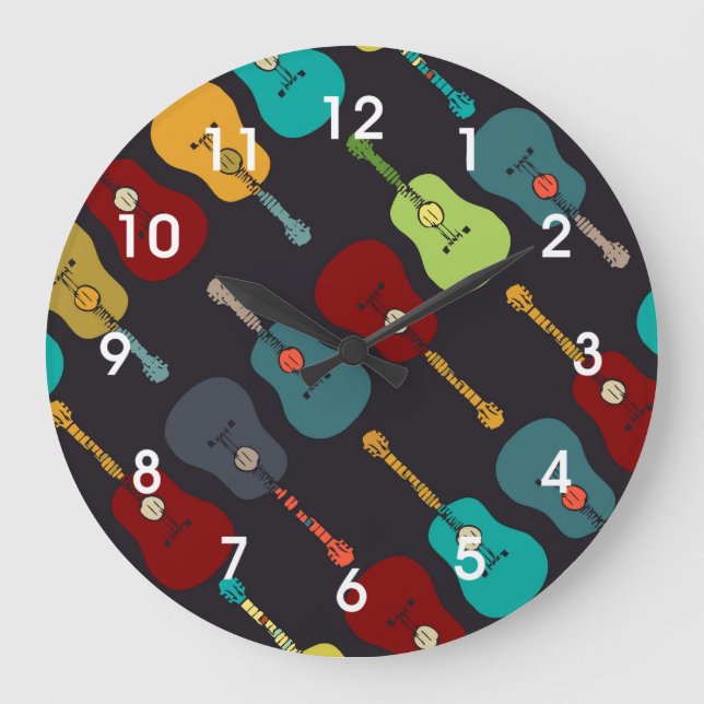 Modets akustiska Guitars-klocka Stor Klocka (Framsida)