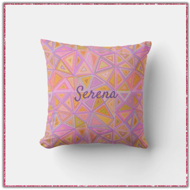 Modets Rosa Lila och Gult Geometric Kudde (Skapare uppladdad)