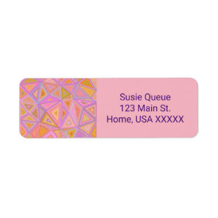 Modets Rosa Lila och Gult Geometric Returadress Etikett