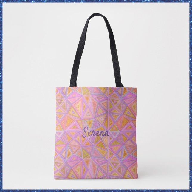 Modets Rosa Lila och Gult Geometric Tygkasse (Skapare uppladdad)