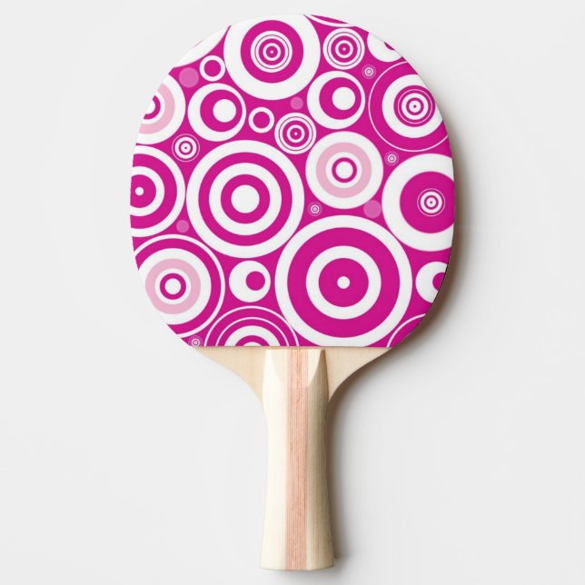 Modets Rosa och vita koncentriska retro-cirklar Pingisracket (Framsidan)