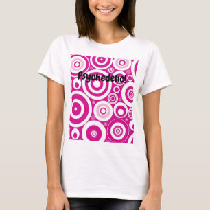 Modets Rosa och vita koncentriska retro-cirklar T Shirt