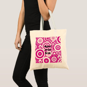 Modets Rosa och vita koncentriska retro-cirklar Tygkasse