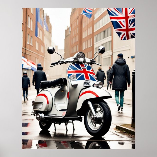Modets Scooter, Union Jack, Brighton, Parka Poster (Framsidan)