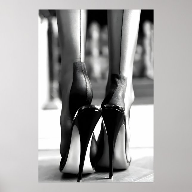 Modeutskrifter med höga klackar, feministisk fotog poster (Framsidan)