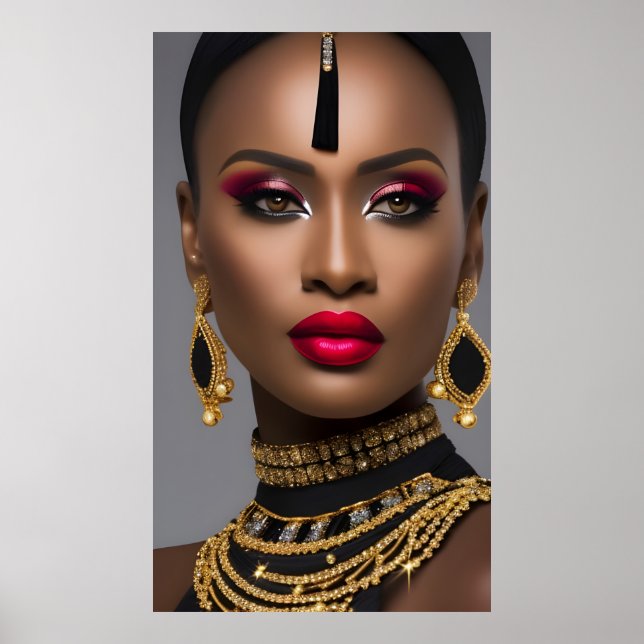 Modexotisk afrikansk gulddiamant Svart ädelsten Poster (Framsidan)