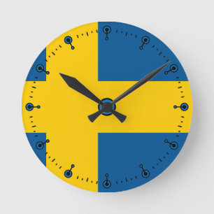 Modflagga av sverigeväggen tar tid på rund klocka