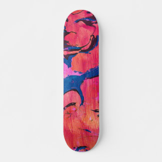 Modig 1 Röd Blå Ebru Abstrakt Skateboarddäck Mini Skateboard Bräda 18,5 Cm