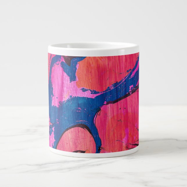 Modig 1 Röd Blå Ebru Stil Abstrakt Drickmugg Jumbo Mugg (Framsidan)