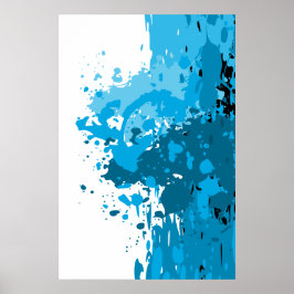 Modig Abstrakt Splatter Blå & Vit Poster
