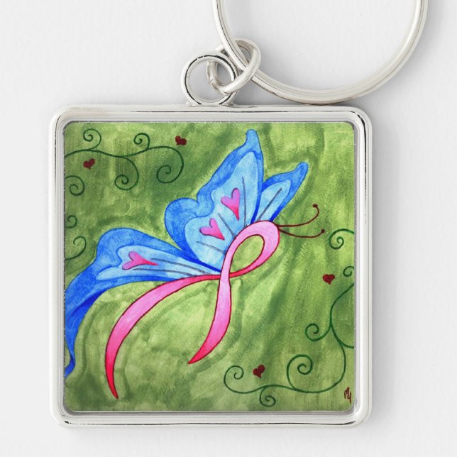 Modig dam fyrkantig silverfärgad nyckelring (Framsidan)