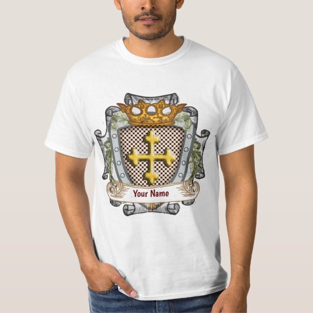 Modig familjevapen Efternamn T Shirt (Framsida)