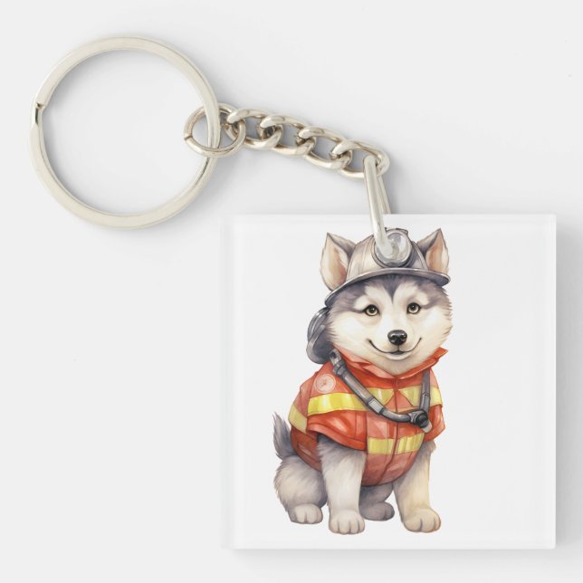 Modig Firefighter Siberian husky Hund Honoring (Framsidan)