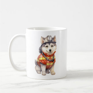 Modig Firefighter Siberian husky Hund Honoring Kaffemugg