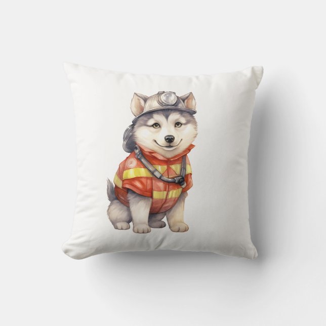 Modig Firefighter Siberian husky Hund Honoring Kudde (Framsida)