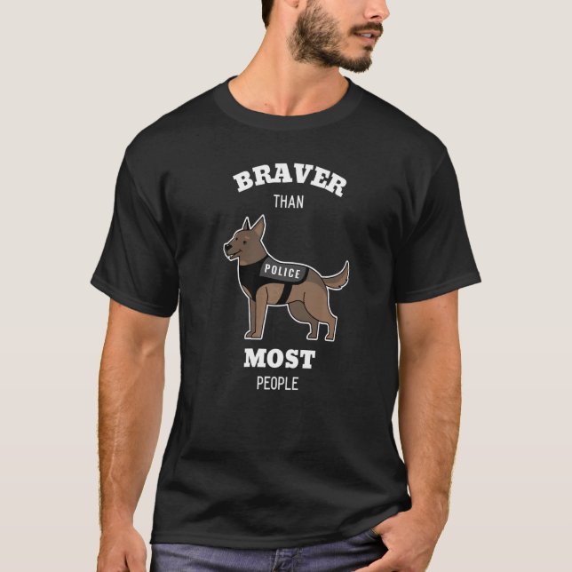 Modig German Shepherd Police Hund Puppy Black T Shirt (Framsida)