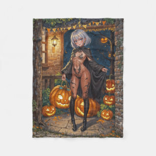 Modig Halloween-flicka eller-eller kroppsmålning Fleecefilt