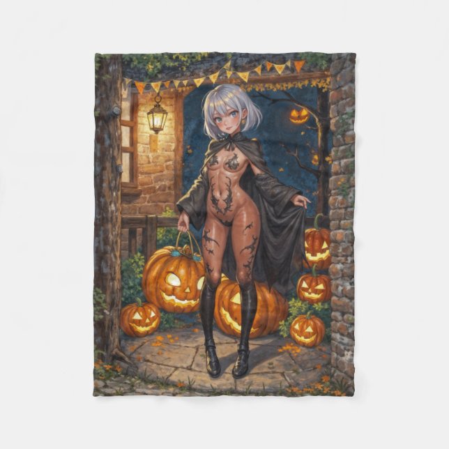 Modig Halloween-flicka eller-eller kroppsmålning Fleecefilt (Framsidan)