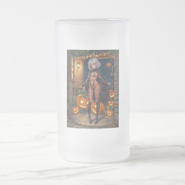 Modig Halloween-flicka eller-eller kroppsmålning Frostat Ölglas (Center)