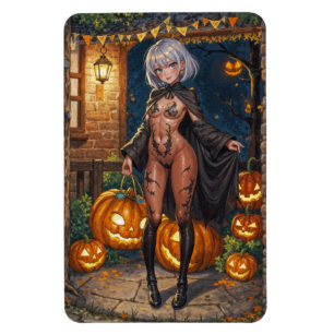 Modig Halloween-flicka eller-gosse Body painting Magnet
