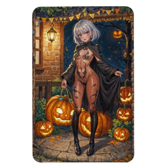 Modig Halloween-flicka eller-gosse Body painting Magnet (Vertikal)