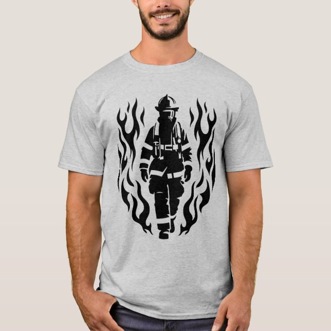 Modig Hero Fireman Firefighter T Shirt (Framsida)