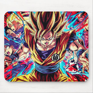 Modig Hjälte Anime Pojke På Dator Laptop Musmatta