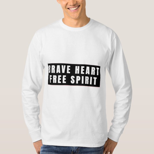 Modig hjärta och fri ande textdesign t shirt (Framsida)
