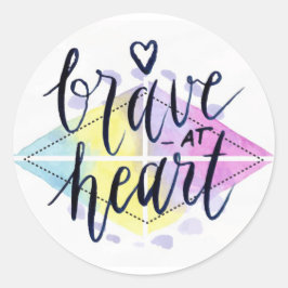 Modig i hjärtvattenfärg runt klistermärke