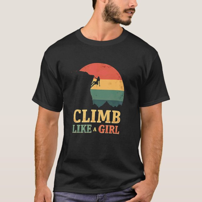 Modig Klättra Som en Flicka T Shirt (Framsida)