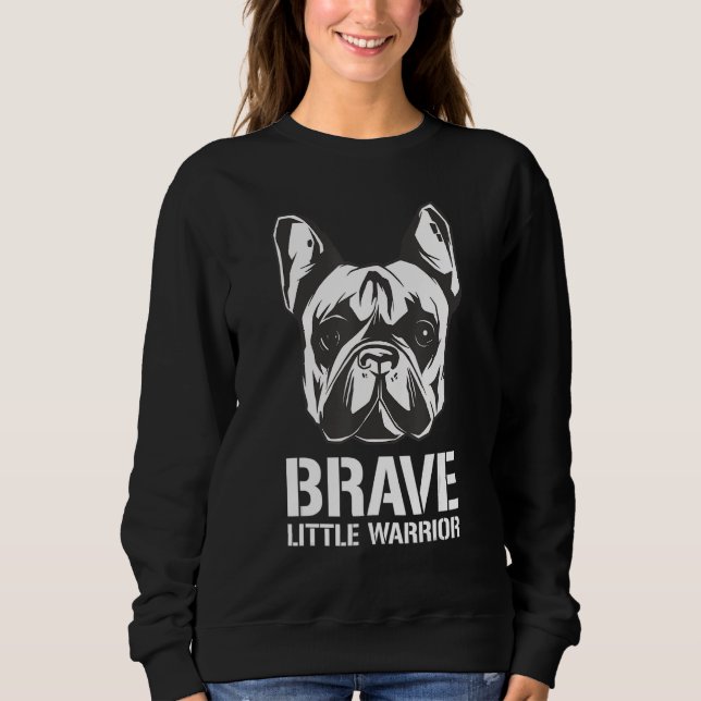 Modig Little Warrior Hund aveln Fransk Bulldog T Shirt (Framsida)