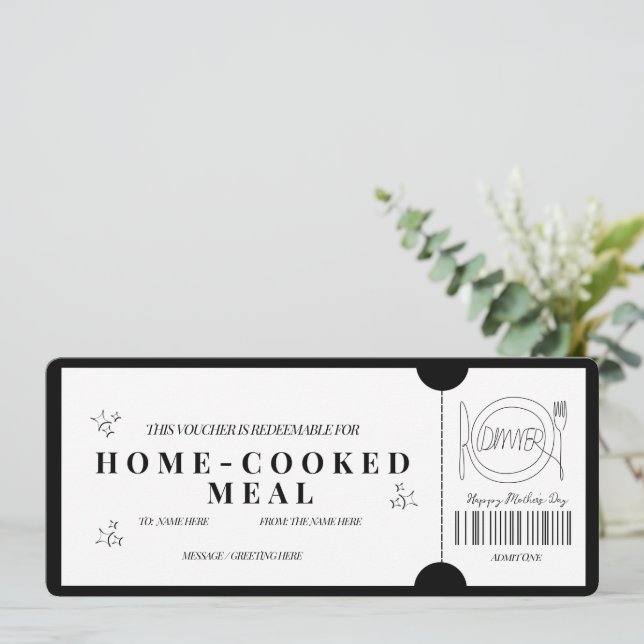 Modig Minimalistisk Hemmamat Voucher Inbjudningar (Stående Fram)