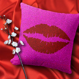 Modig, modern läppar på rosa glitter kudde