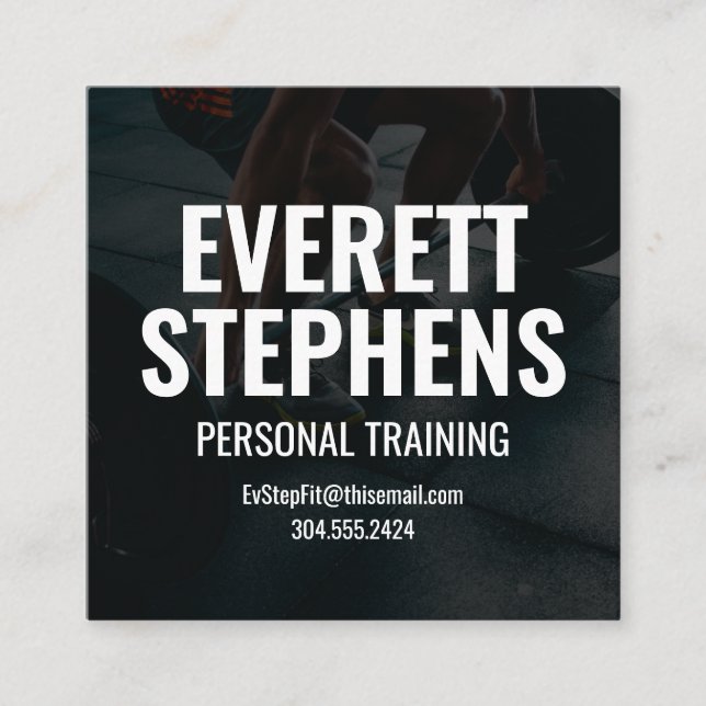 Modig, modern, svart och vit tränare fyrkantigt visitkort (Framsida)